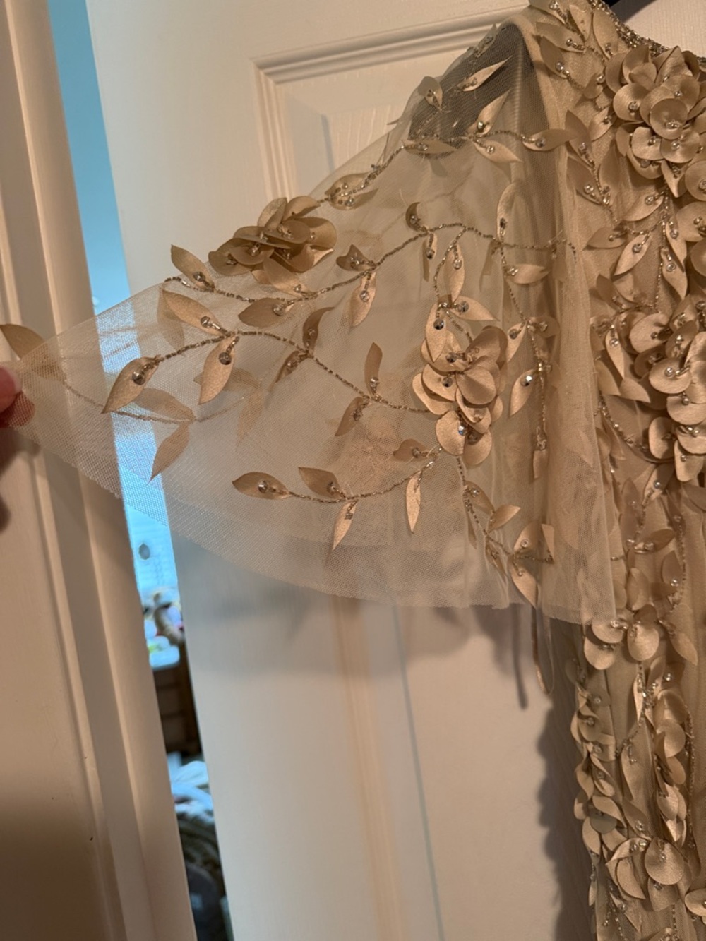 🌸NWT Champagne Gold Beaded Theia Gown - Picture 12 of 12